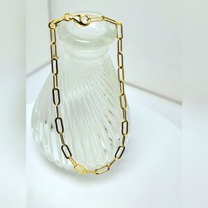 Gold over 925 Paperclip Bracelet 6.5" NEW